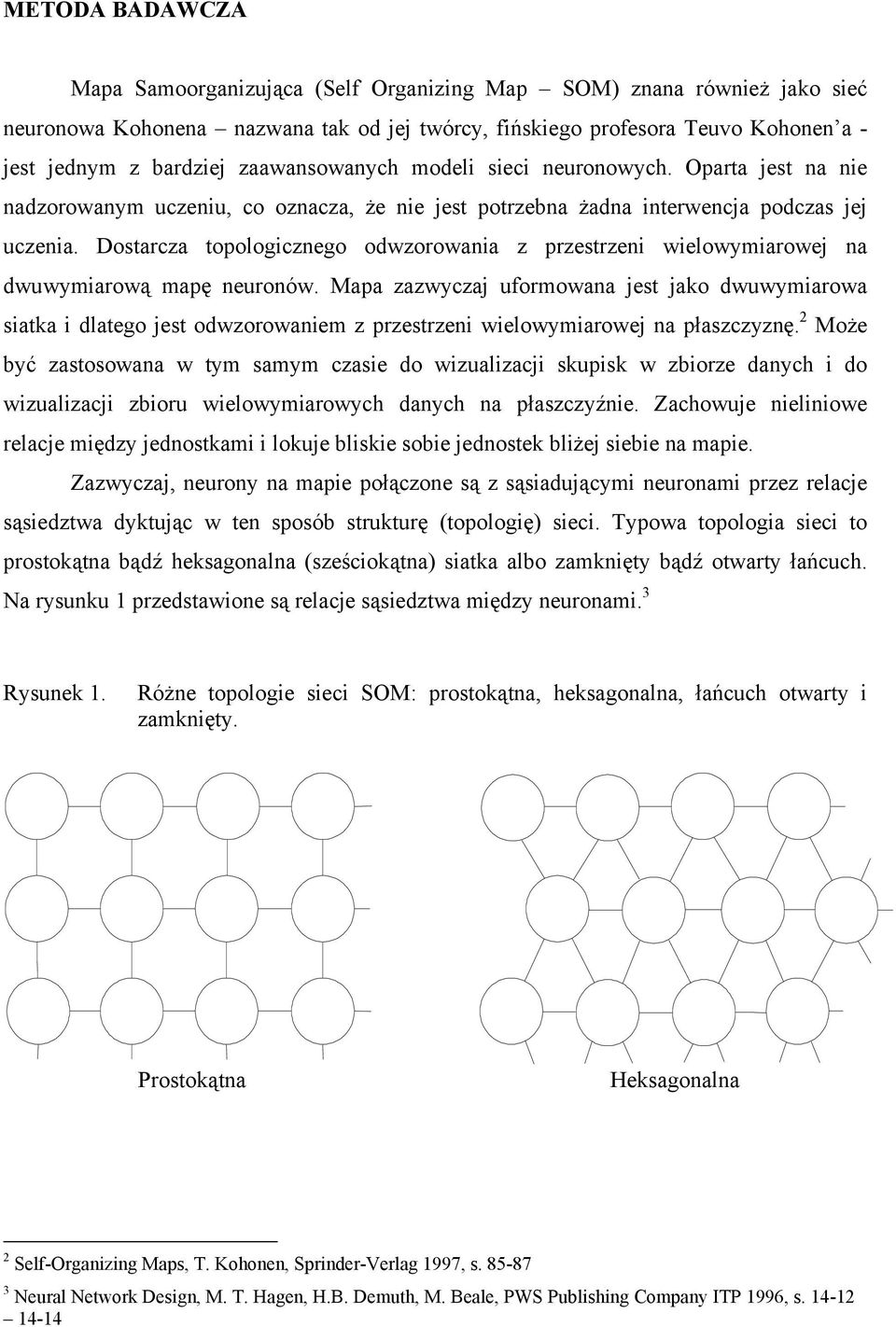 Dostarcza topologicznego odwzorowania z przestrzeni wielowymiarowej na dwuwymiarową mapę neuronów.