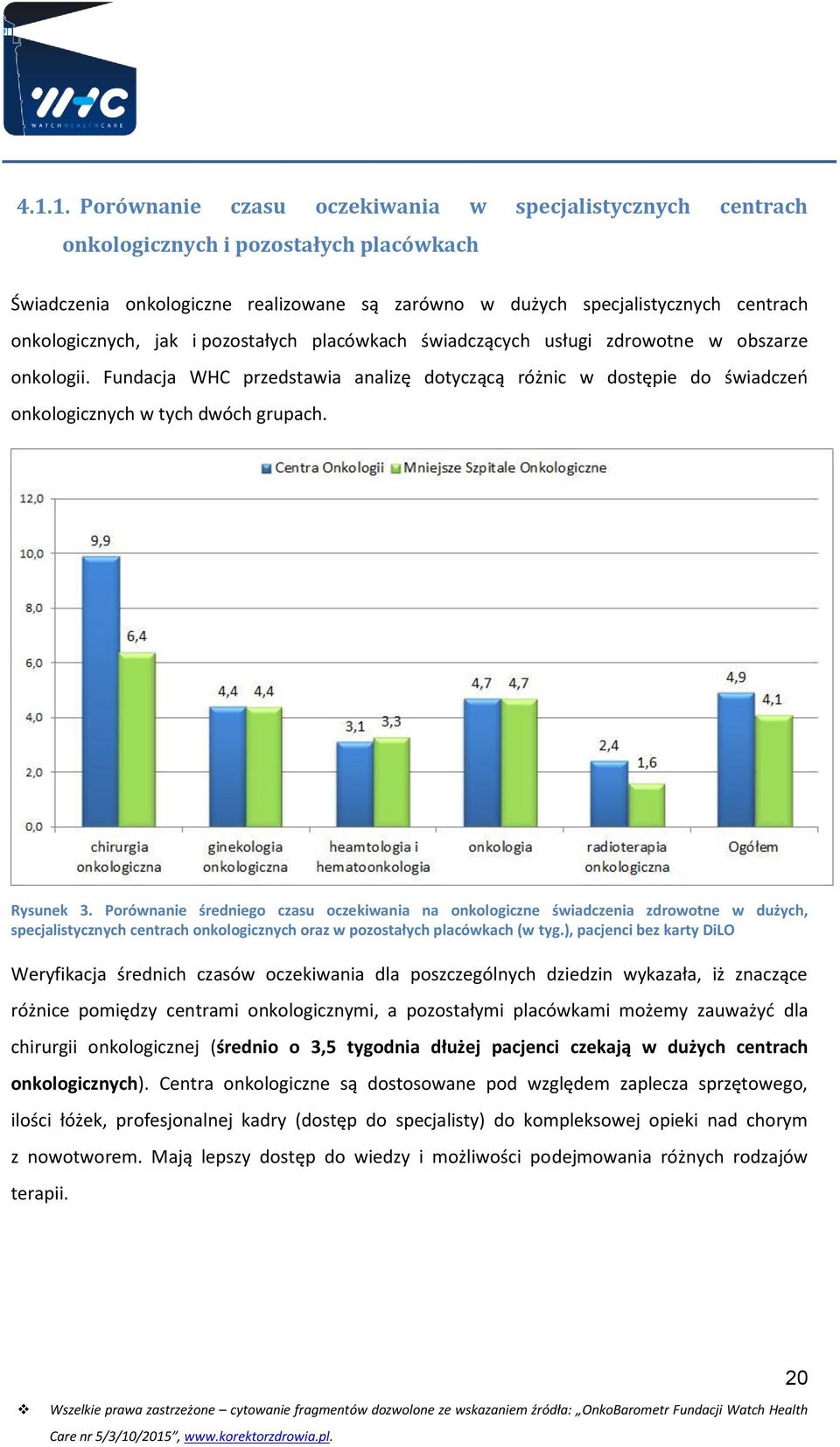 Fundacja WHC przedstawia analizę dotyczącą różnic w dostępie do świadczeń onkologicznych w tych dwóch grupach. Rysunek 3.