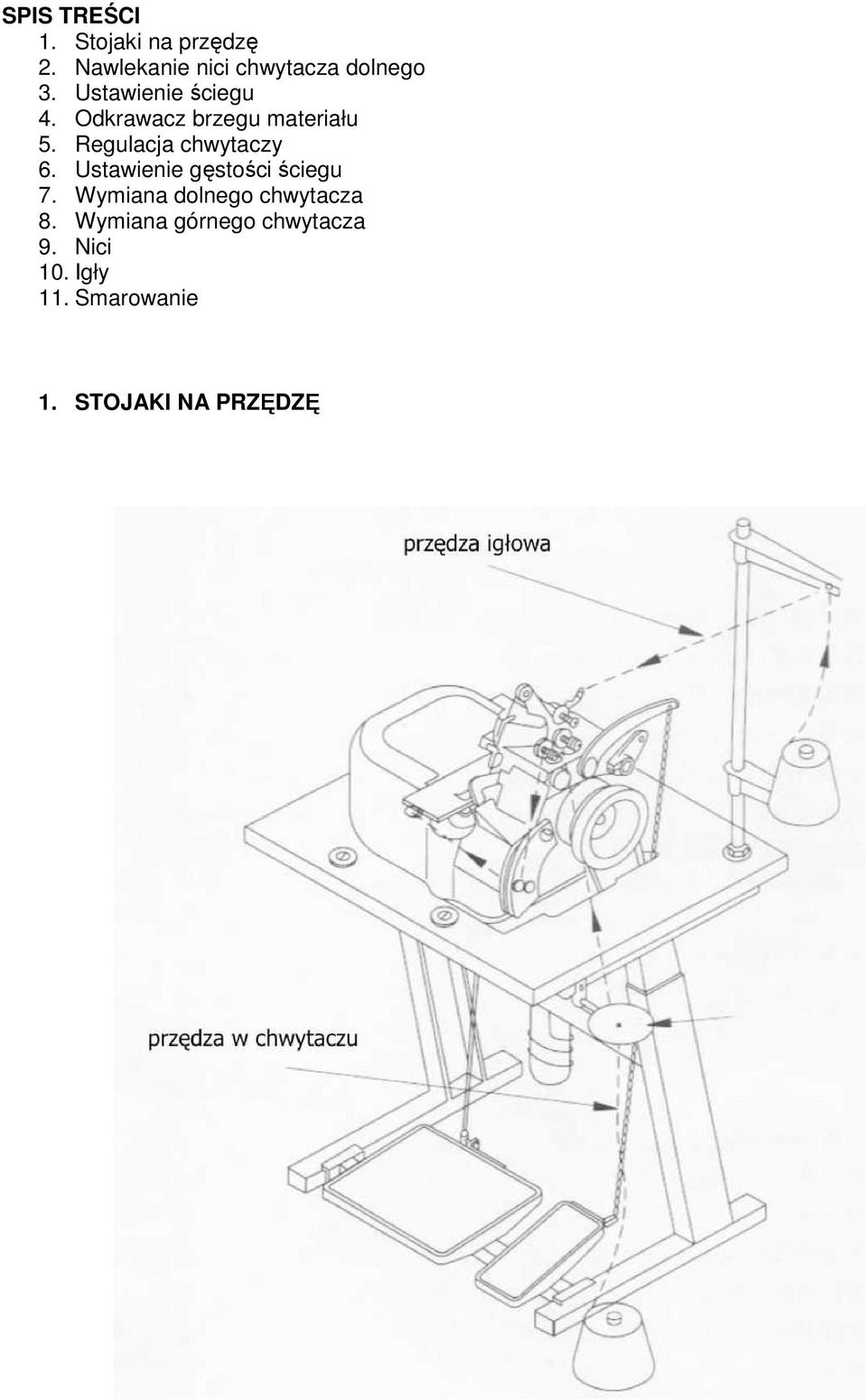 Odkrawacz brzegu materiału 5. Regulacja chwytaczy 6.