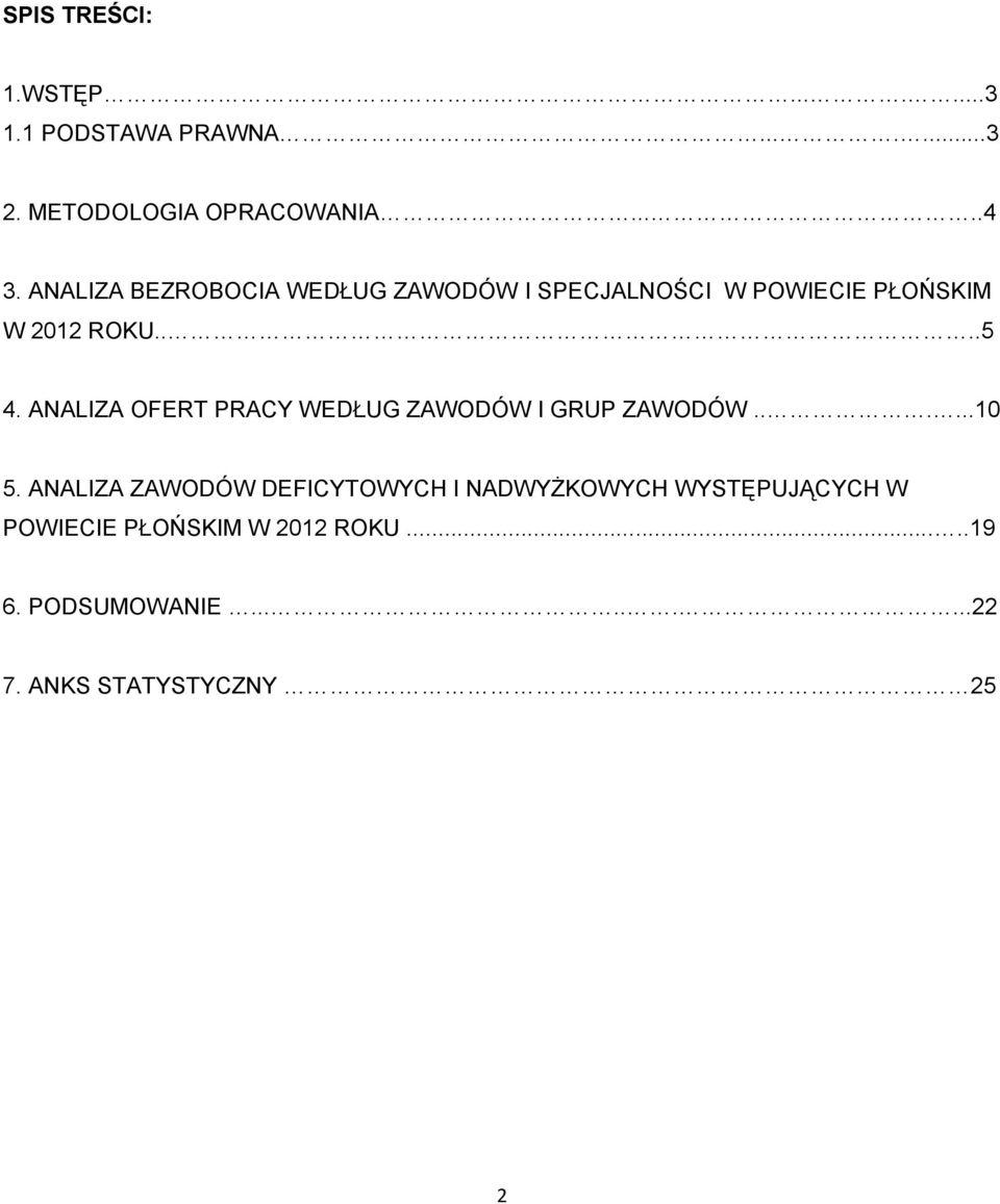 ANALIZA OFERT PRACY WEDŁUG ZAWODÓW I GRUP ZAWODÓW......10 5.