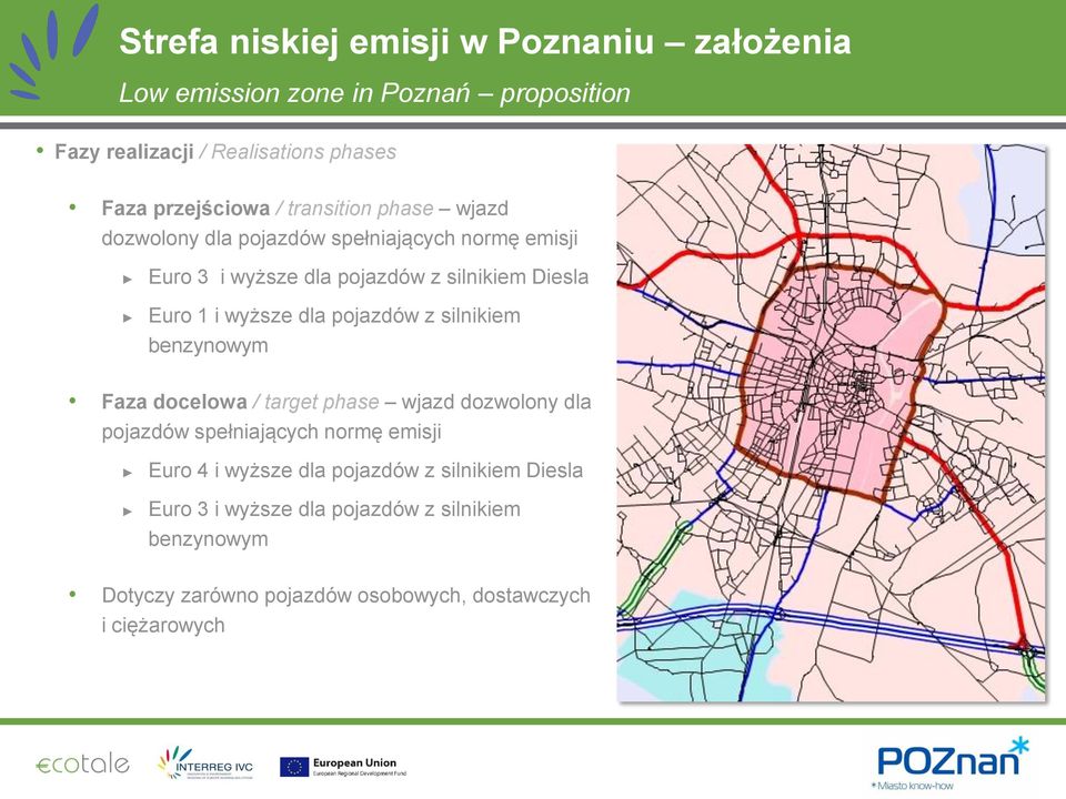 dla pojazdów z silnikiem benzynowym Faza docelowa / target phase wjazd dozwolony dla pojazdów spełniających normę emisji Euro 4 i wyższe