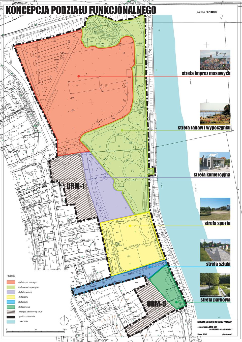 komercyjna strefa sportu URM-5 strefa sztuki strefa parkowa strefa parkowa teren pod zabudowę wg MPZP granica
