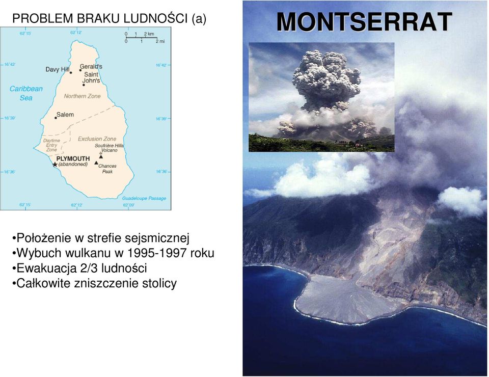 wulkanu w 1995-1997 roku Ewakuacja 2/3
