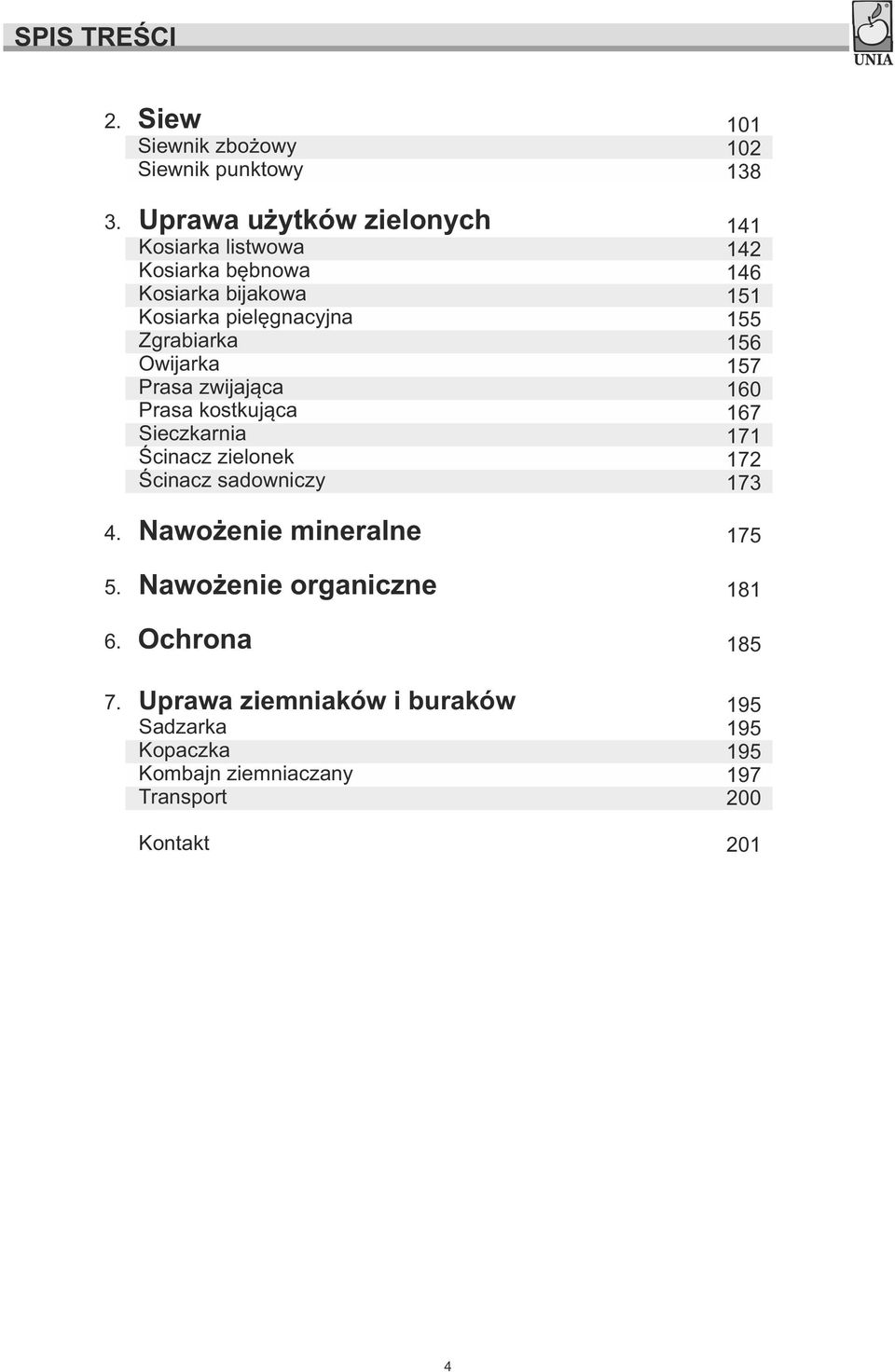 Zgrabiarka Owijarka Prasa zwijająca Prasa kostkująca Sieczkarnia Ścinacz zielonek Ścinacz sadowniczy.