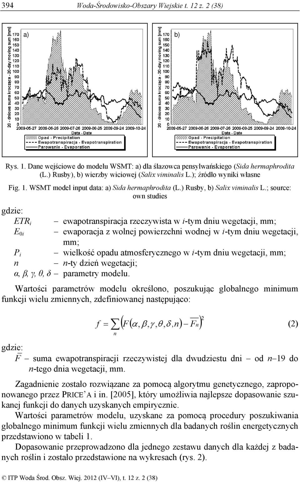 ; source: ow studies gdzie: ETR i ewapotraspiracja rzeczywista w i-tym diu wegetacji, mm; E 0i ewaporacja z wolej powierzchi wodej w i-tym diu wegetacji, mm; P i wielkość opadu atmosferyczego w i-tym