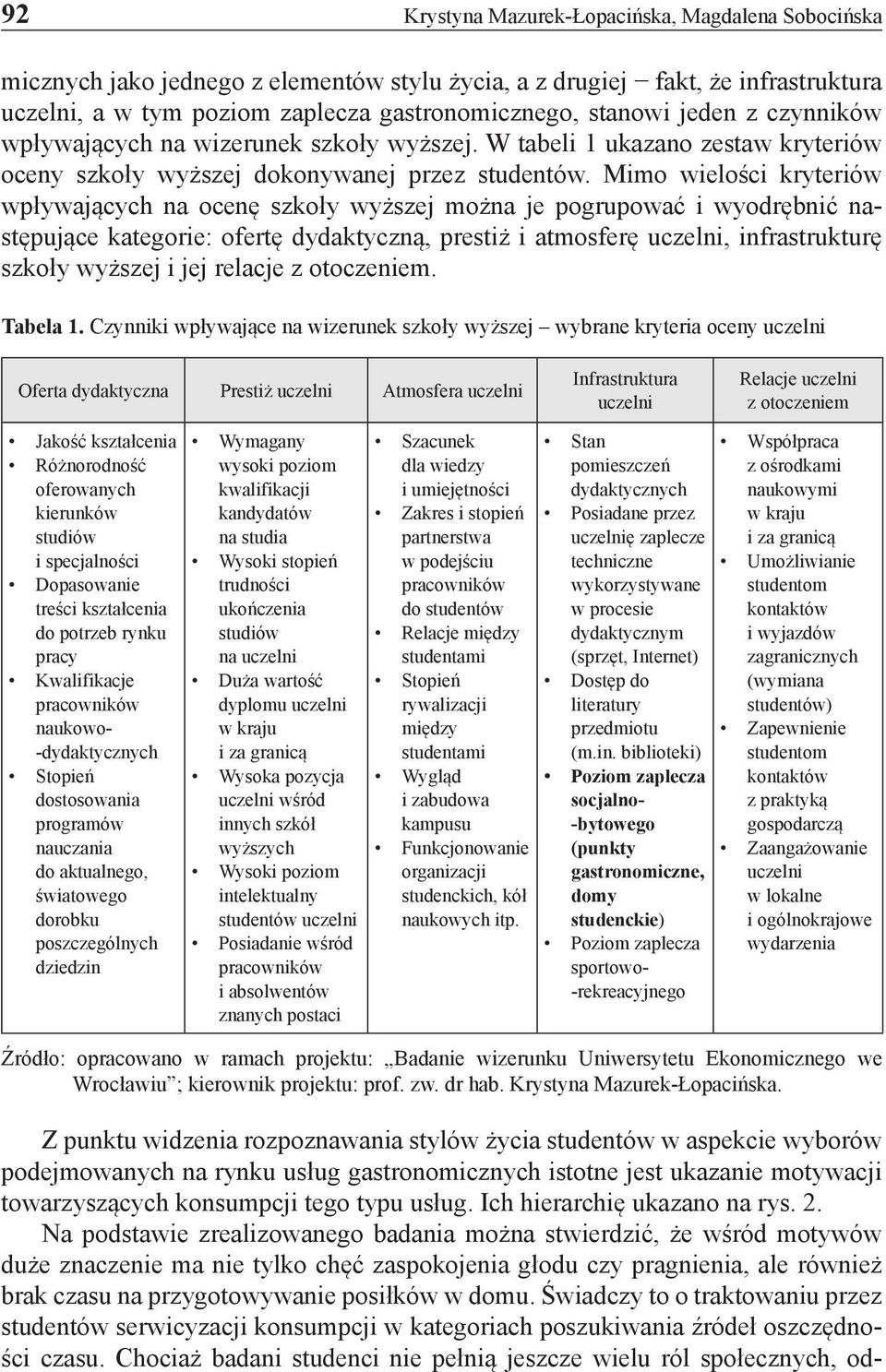 Mimo wielości kryteriów wpływających na ocenę szkoły wyższej można je pogrupować i wyodrębnić następujące kategorie: ofertę dydaktyczną, prestiż i atmosferę uczelni, infrastrukturę szkoły wyższej i