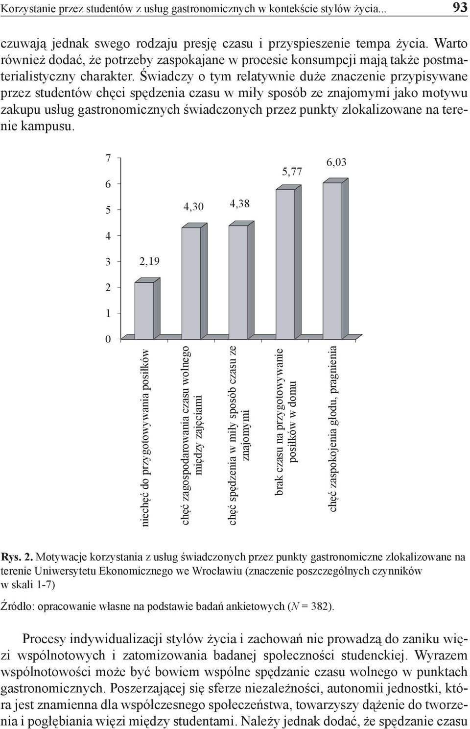 Świadczy o tym relatywnie duże znaczenie przypisywane przez studentów chęci spędzenia czasu w miły sposób ze znajomymi jako motywu zakupu usług gastronomicznych świadczonych przez punkty