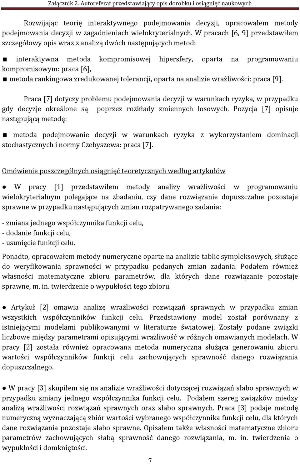 rankingowa zredukowanej tolerancji, oparta na analizie wrażliwości: praca [9].