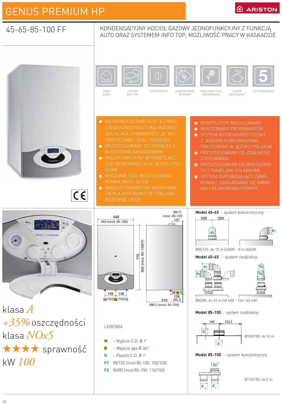 PRESTIŻOWEJ SKALI SEDBUK) PRZYSTOSOWANY DO INSTALACJI W SYSTEMIE KASKADOWYM WIELOFUNKCYJNY WYŚWIETLACZ LCD (KOMUNIKACJA W JĘZYKU POL- SKIM) WYDAJNIEJSZA, MODULOWANA POMPA (MOD.