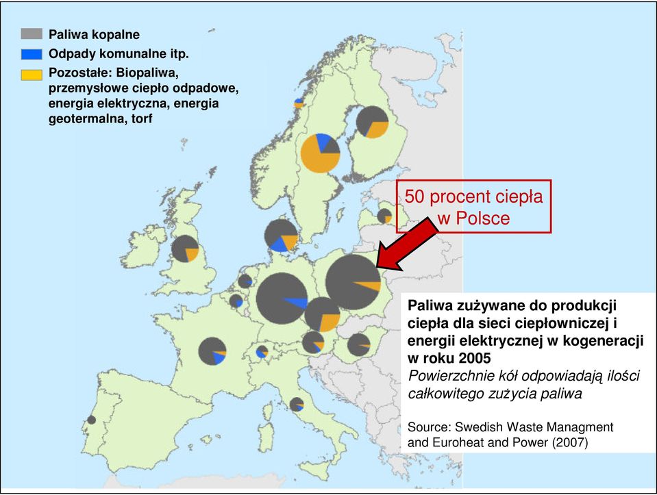 50 procent ciepła w Polsce Paliwa zużywane do produkcji ciepła dla sieci ciepłowniczej i energii