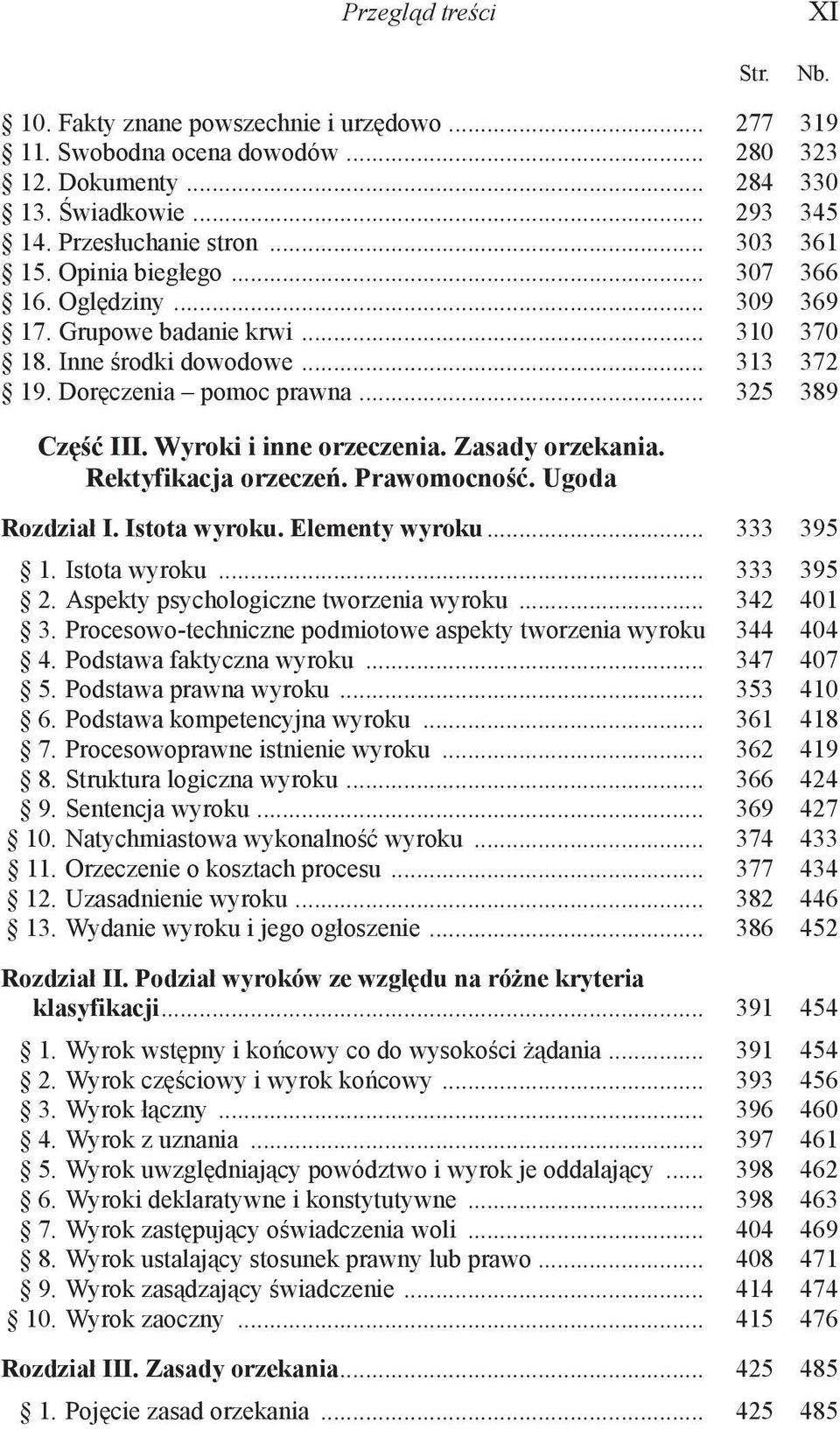 Zasady orzekania. Rektyfikacja orzeczeń. Prawomocność. Ugoda Rozdział I. Istota wyroku. Elementy wyroku... 333 395 1. Istota wyroku... 333 395 2. Aspekty psychologiczne tworzenia wyroku... 342 401 3.