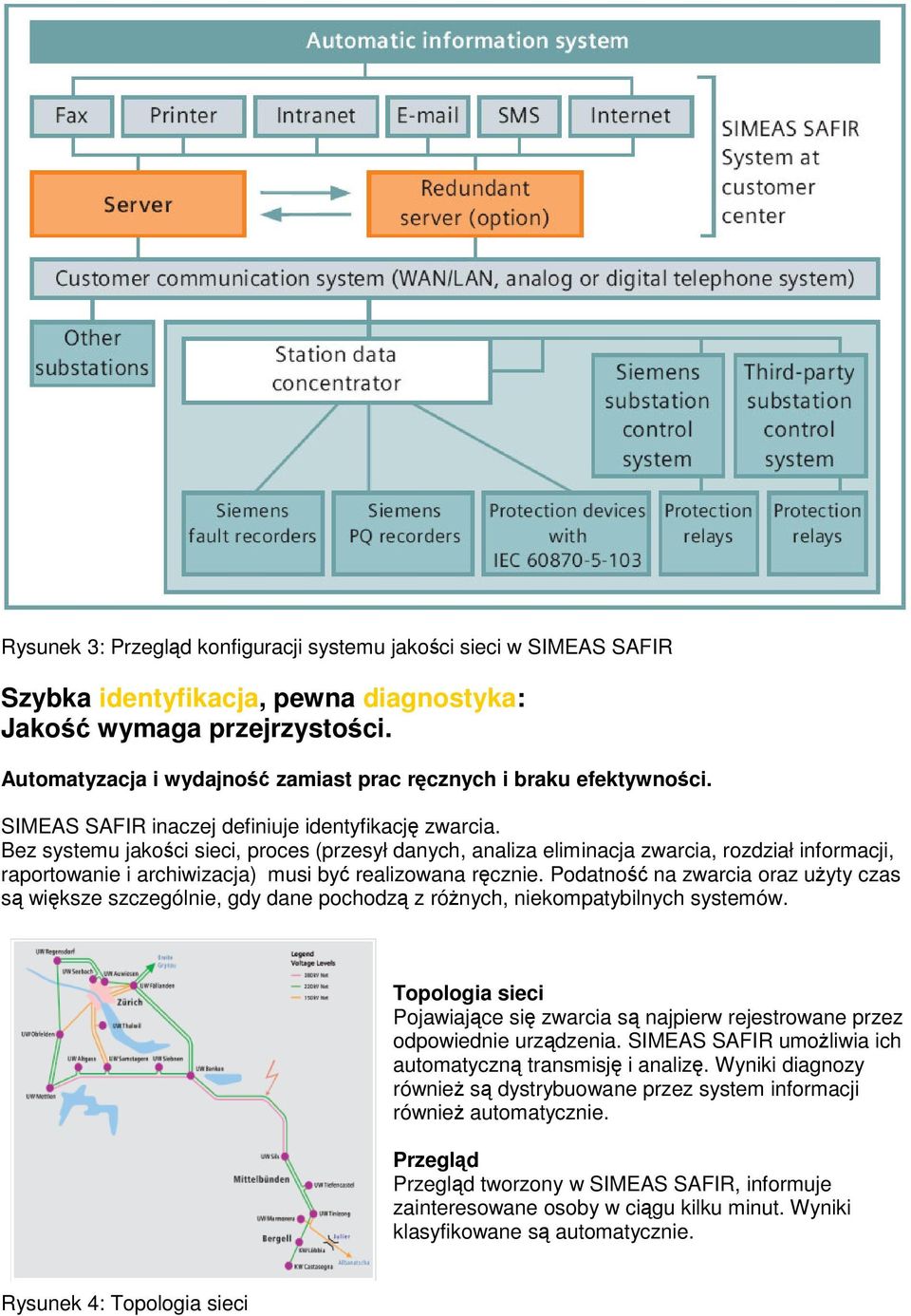 Bez systemu jakoci sieci, proces (przesył danych, analiza eliminacja zwarcia, rozdział informacji, raportowanie i archiwizacja) musi by realizowana rcznie.