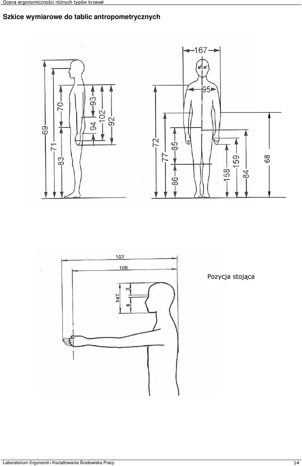 stojąca Laboratorium Ergonomii