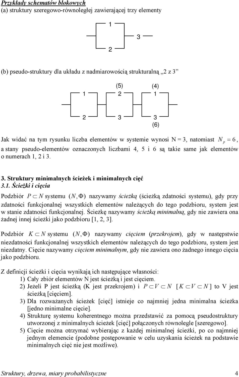 . Śceżk cęca Podzbór P N sysemu N, Φ azywamy śceżką śceżką zdaośc sysemu, gdy rzy zdaośc fukcoale wszyskch elemeów ależących do ego odzboru, sysem es w sae zdaośc fukcoale.