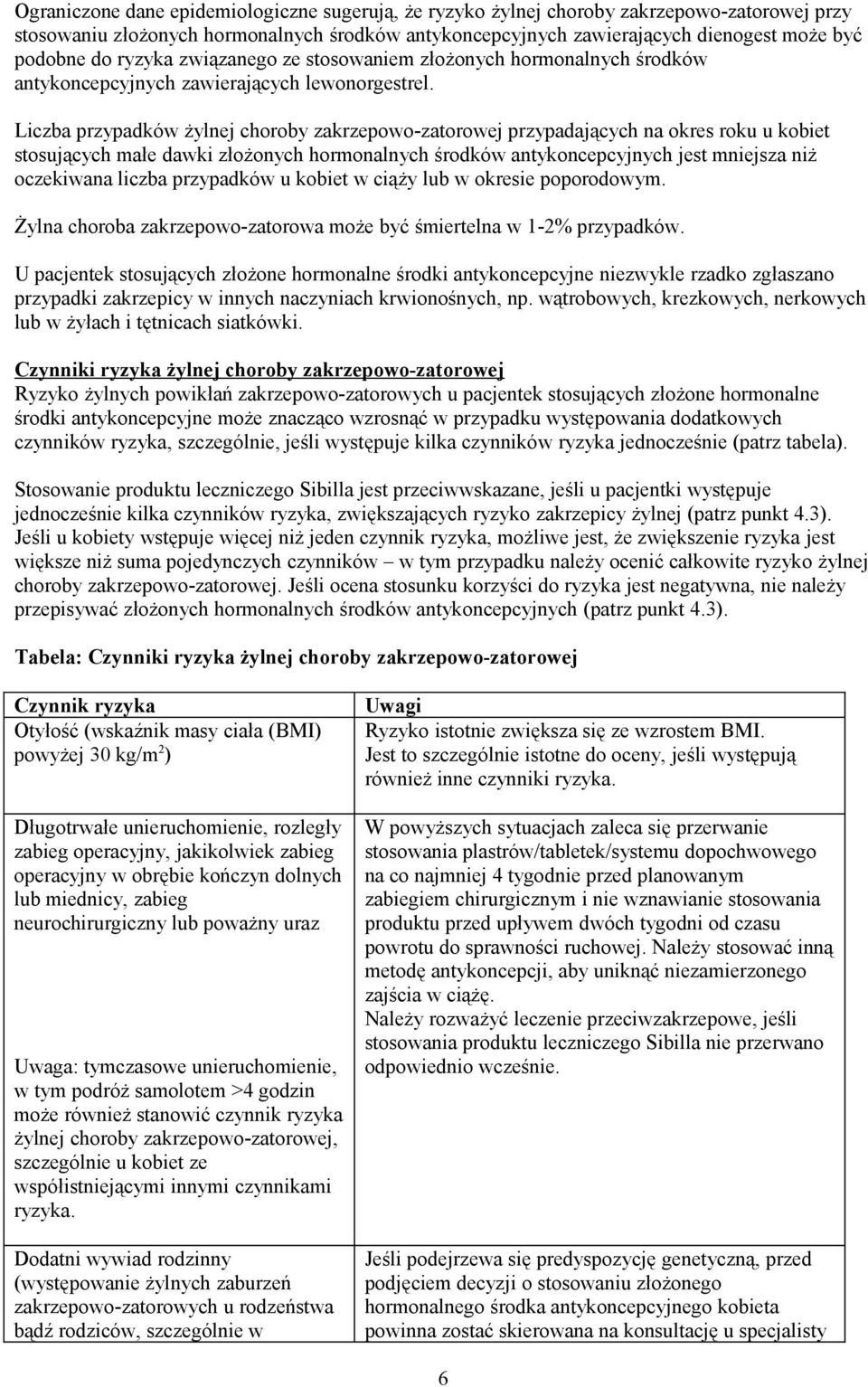 Liczba przypadków żylnej choroby zakrzepowo-zatorowej przypadających na okres roku u kobiet stosujących małe dawki złożonych hormonalnych środków antykoncepcyjnych jest mniejsza niż oczekiwana liczba