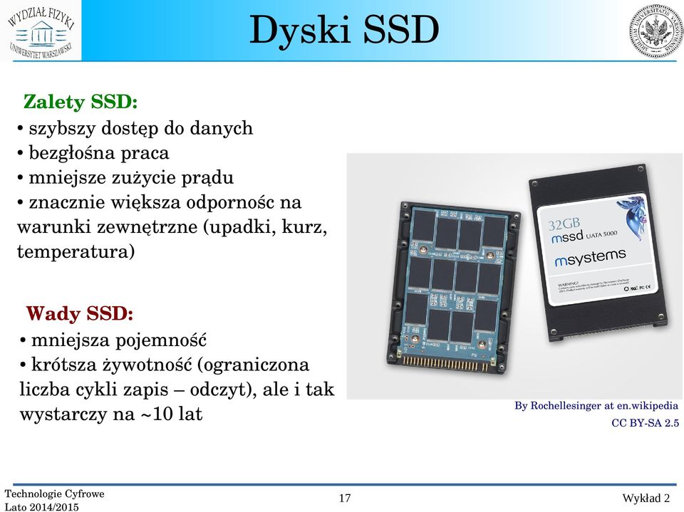 Wady SSD: mniejsza pojemność krótsza żywotność (ograniczona liczba cykli zapis