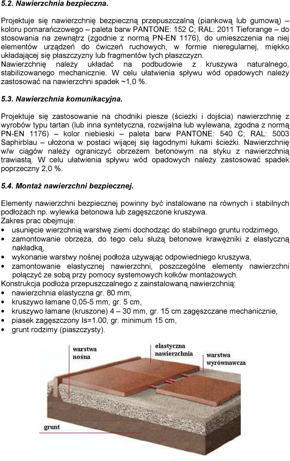 1176), do umieszczenia na niej elementów urządzeń do ćwiczeń ruchowych, w formie nieregularnej, miękko układającej się płaszczyzny lub fragmentów tych płaszczyzn.