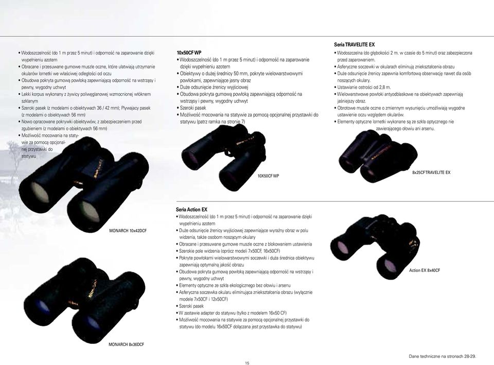 (z modelami o obiektywach 36 / 42 mm); Plywajacy pasek (z modelami o obiektywach 56 mm) Nowo opracowane pokrywki obiektywów, z zabezpieczeniem przed zgubieniem (z modelami o obiektywach 56 mm)