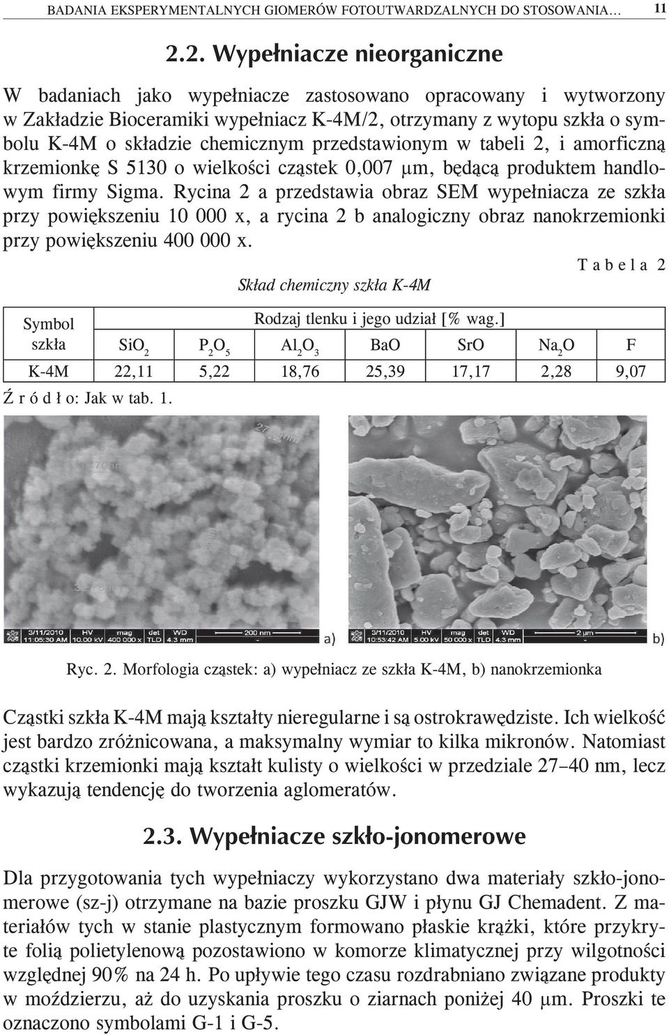 2, i amorficzną krzemionkę S 5130 o wielkości cząstek 0,007 µm, będącą produktem handlowym firmy Sigma.