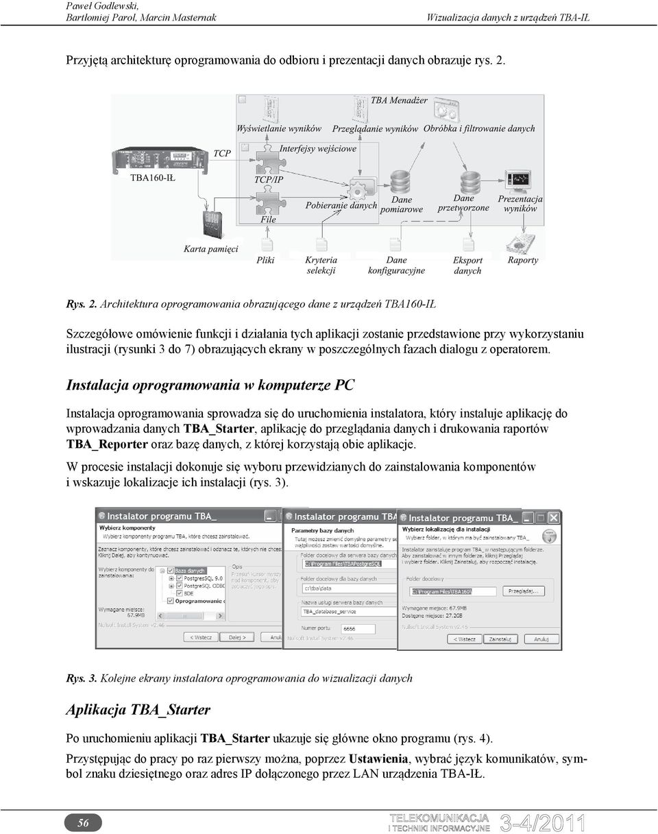 Architektura oprogramowania obrazującego dane z urządzeń TBA160-IŁ Szczegółowe omówienie funkcji i działania tych aplikacji zostanie przedstawione przy wykorzystaniu ilustracji (rysunki 3 do 7)