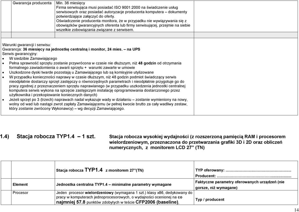 Oświadczenie producenta monitora, że w przypadku nie wywiązywania się z obowiązków gwarancyjnych oferenta lub firmy serwisującej, przejmie na siebie wszelkie zobowiązania związane z serwisem.