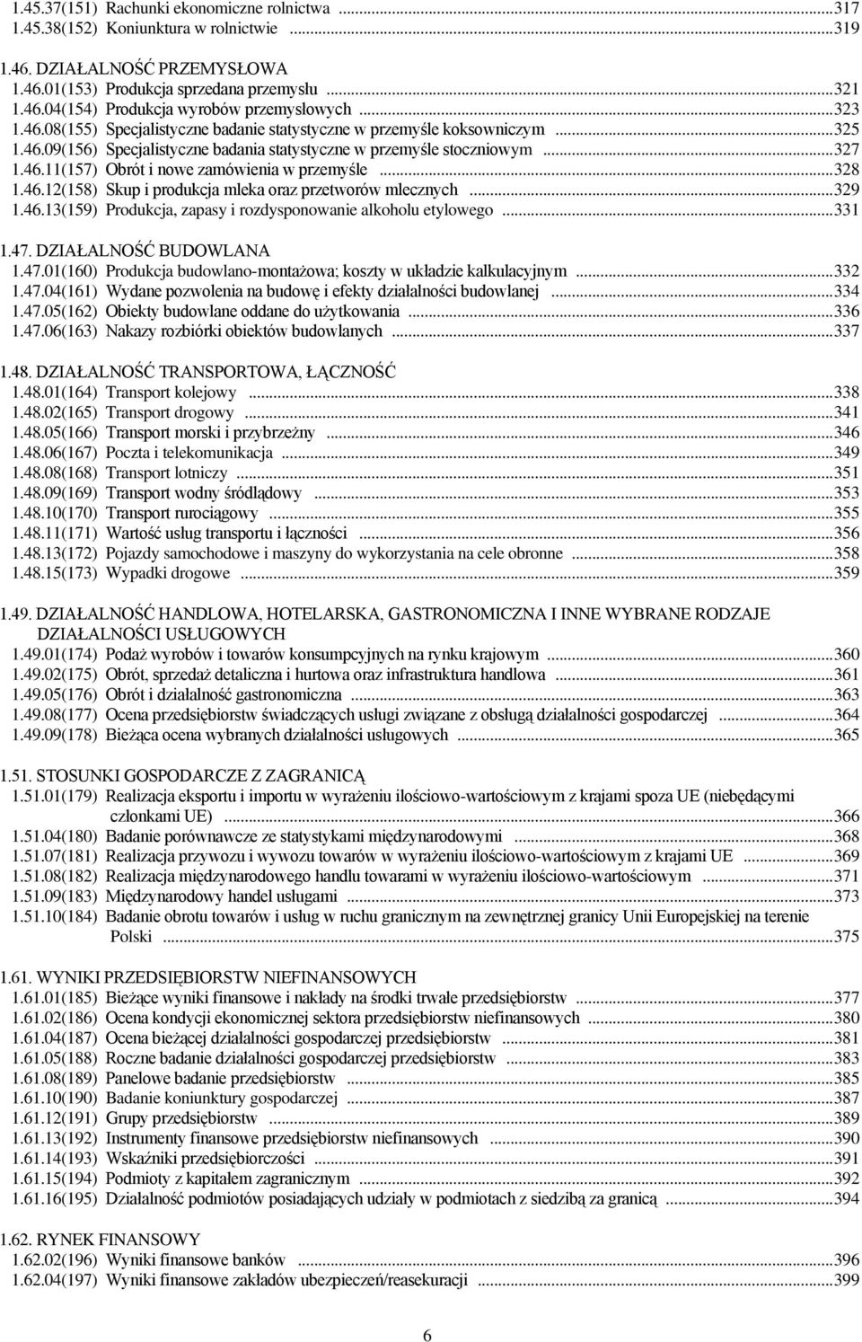 .. 328 1.46.12(158) Skup i produkcja mleka oraz przetworów mlecznych... 329 1.46.13(159) Produkcja, zapasy i rozdysponowanie alkoholu etylowego... 331 1.47.