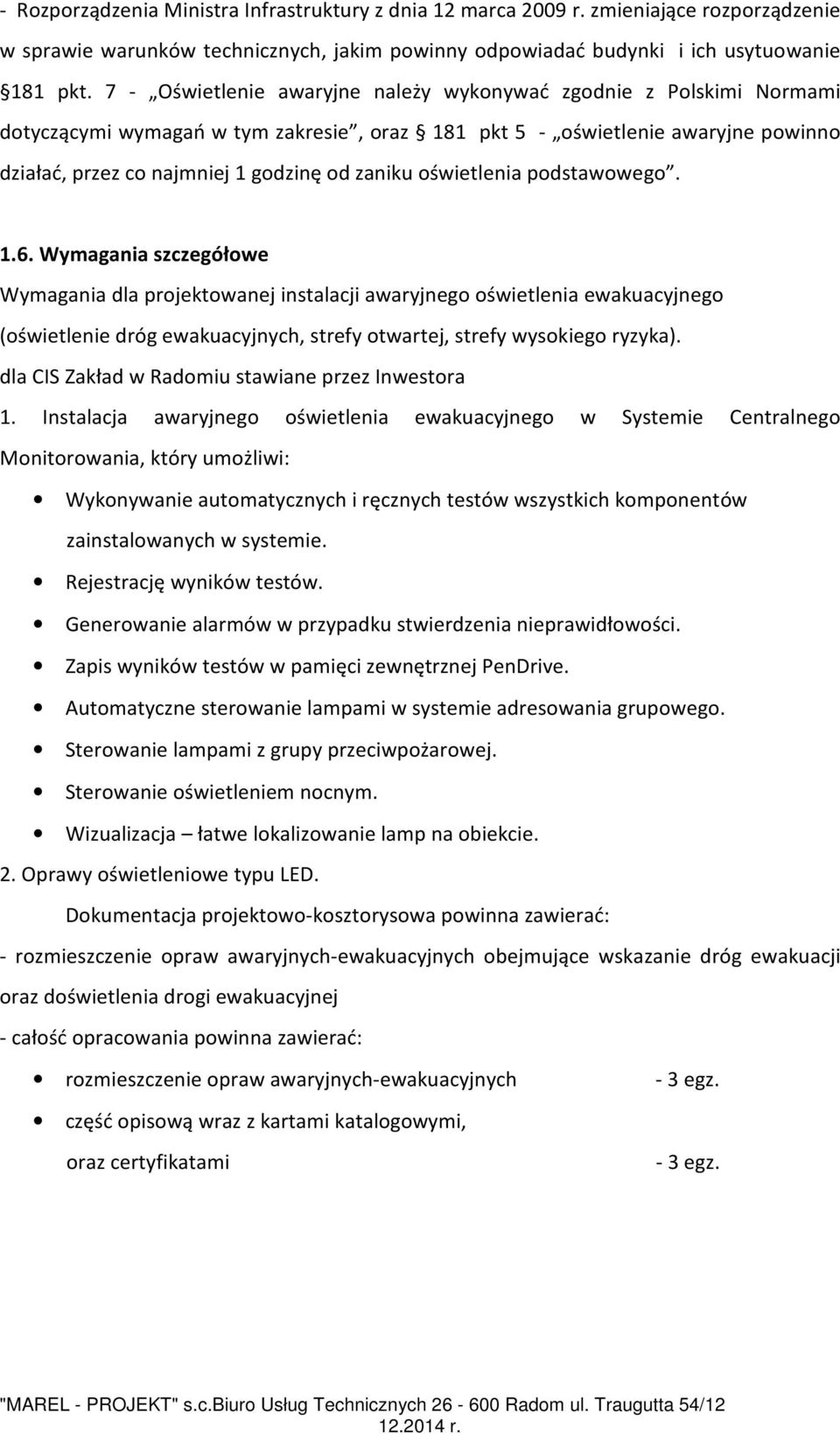 oświetlenia podstawowego. 1.6.