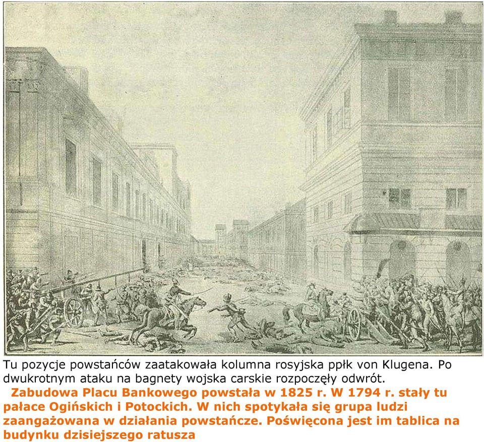Zabudowa Placu Bankowego powstała w 1825 r. W 1794 r.
