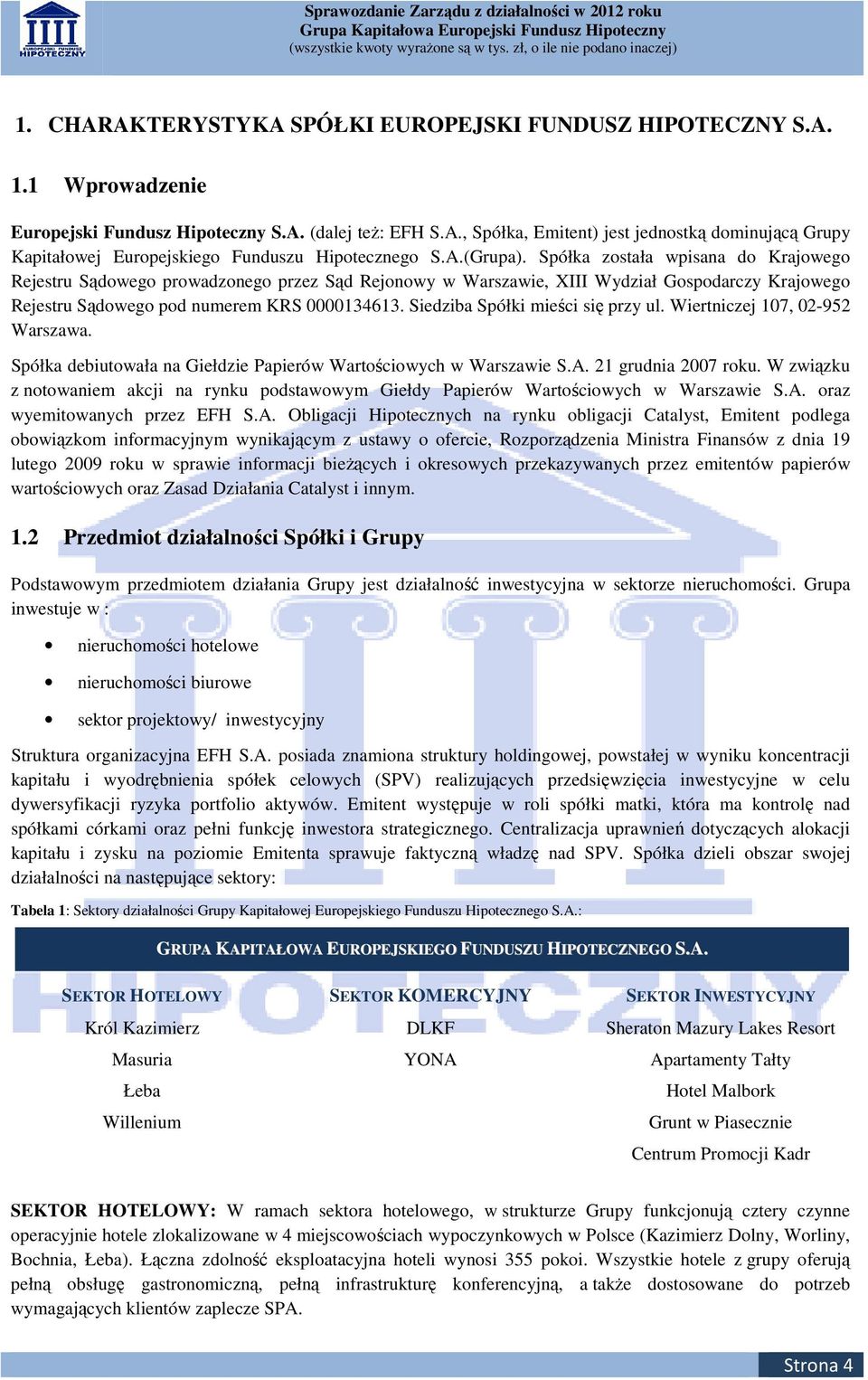 Siedziba Spółki mieści się przy ul. Wiertniczej 107, 02-952 Warszawa. Spółka debiutowała na Giełdzie Papierów Wartościowych w Warszawie S.A. 21 grudnia 2007 roku.