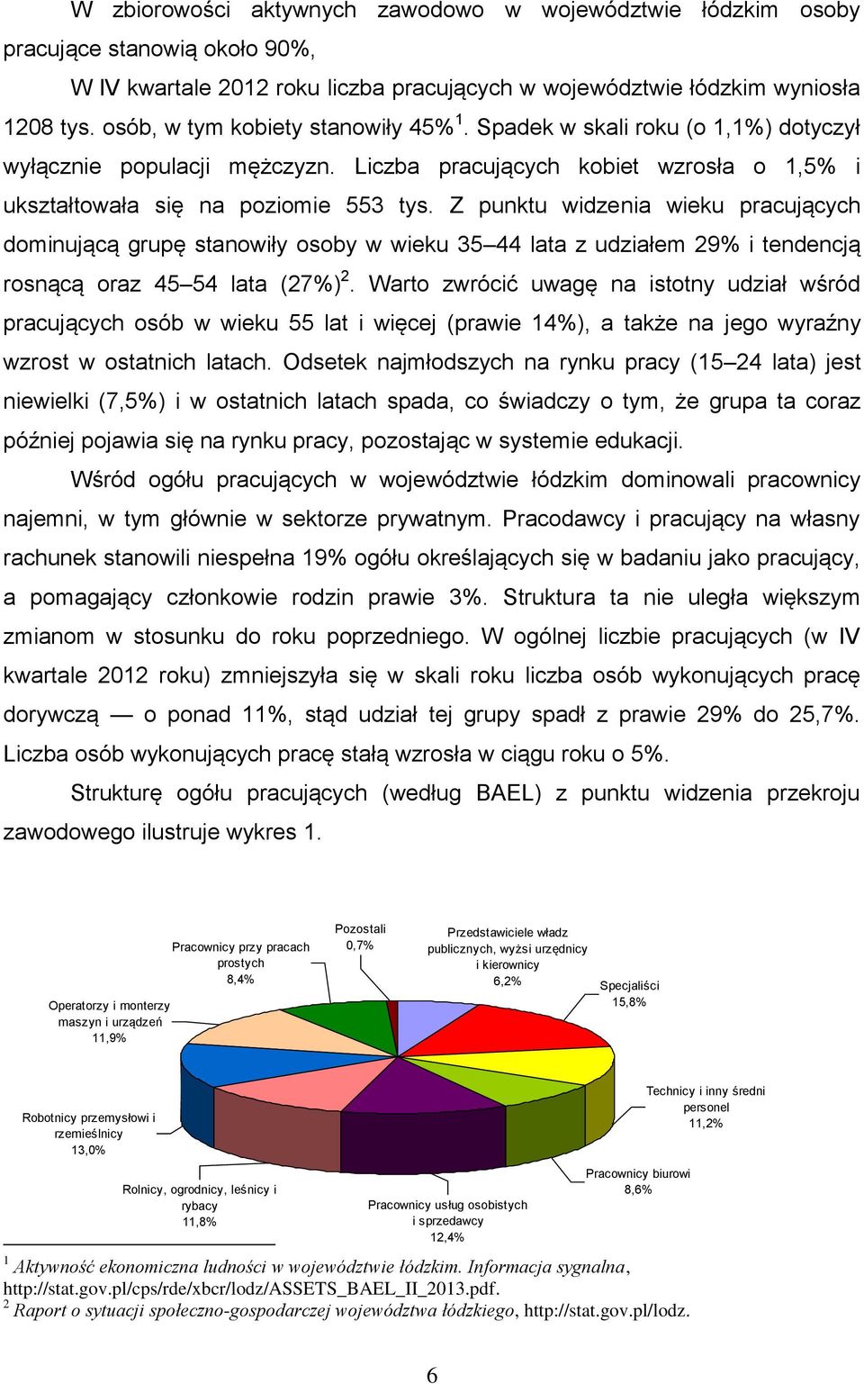 Z punktu widzenia wieku pracujących dominującą grupę stanowiły osoby w wieku 35 44 lata z udziałem 29% i tendencją rosnącą oraz 45 54 lata (27%) 2.