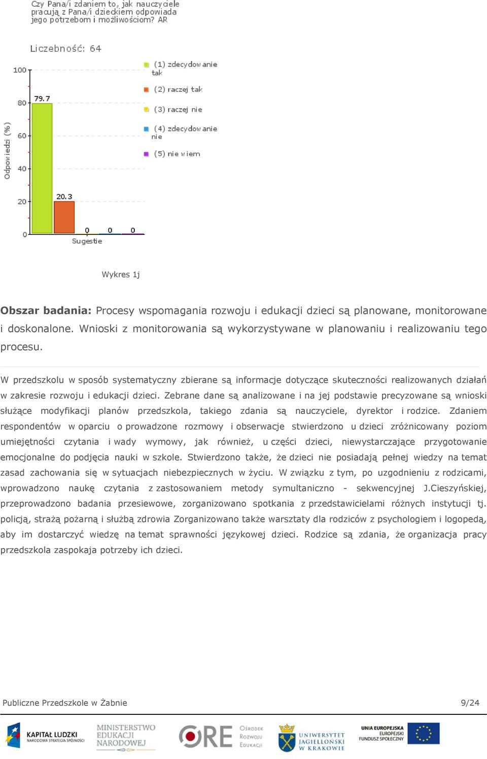 Zebrane dane są analizowane i na jej podstawie precyzowane są wnioski służące modyfikacji planów przedszkola, takiego zdania są nauczyciele, dyrektor i rodzice.