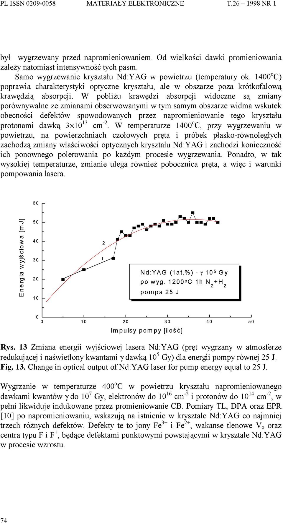 W pobliżu krawędzi absorpcji widoczne są zmiany porównywalne ze zmianami obserwowanymi w tym samym obszarze widma wskutek obecności defektów spowodowanych przez napromieniowanie tego kryształu