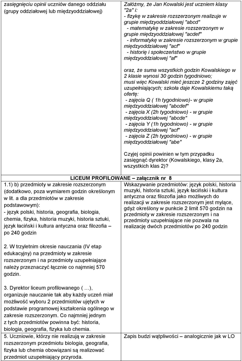 grupie międzyoddziałowej "af" 1.1) b) przedmioty w zakresie rozszerzonym (dodatkowo, poza wymiarem godzin określonym w lit.