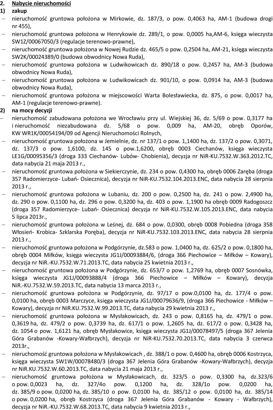 0,2504 ha, AM-21, księga wieczysta SW2K/00024389/0 (budowa obwodnicy Nowa Ruda), nieruchomość gruntowa położona w Ludwikowicach dz. 890/18 o pow.