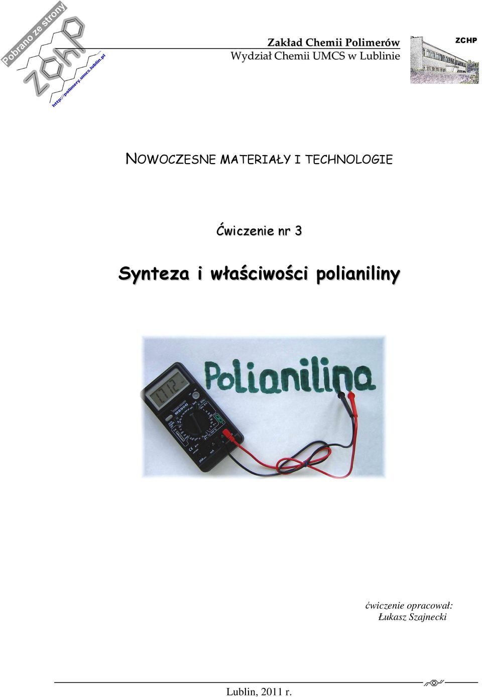 Ćwiczenie nr 3 Synteza i właściwości polianiliny