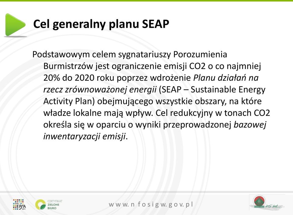 (SEAP Sustainable Energy Activity Plan) obejmującego wszystkie obszary, na które władze lokalne mają