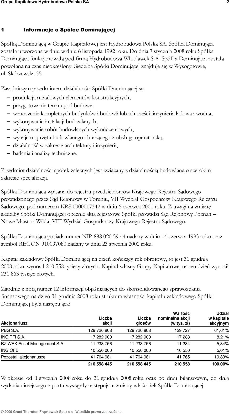 Spółka Dominująca została powołana na czas nieokreślony. Siedziba Spółki Dominującej znajduje się w Wysogotowie, ul. Skórzewska 35.