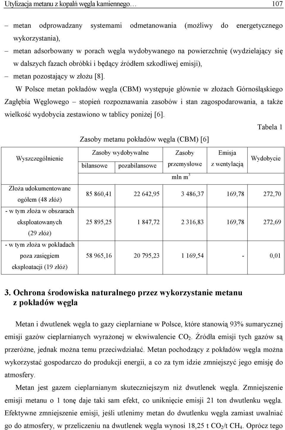 W Polsce metan pokładów węgla (CBM) występuje głównie w złożach Górnośląskiego Zagłębia Węglowego stopień rozpoznawania zasobów i stan zagospodarowania, a także wielkość wydobycia zestawiono w