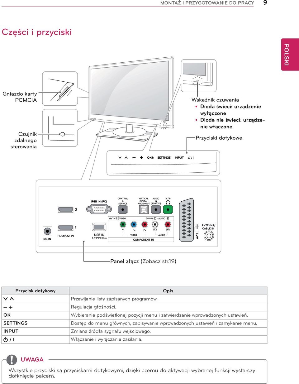 OK Wybieranie podświetlonej pozycji menu i zatwierdzanie wprowadzonych ustawień. SETTINGS Dostęp do menu głównych, zapisywanie wprowadzonych ustawień i zamykanie menu.