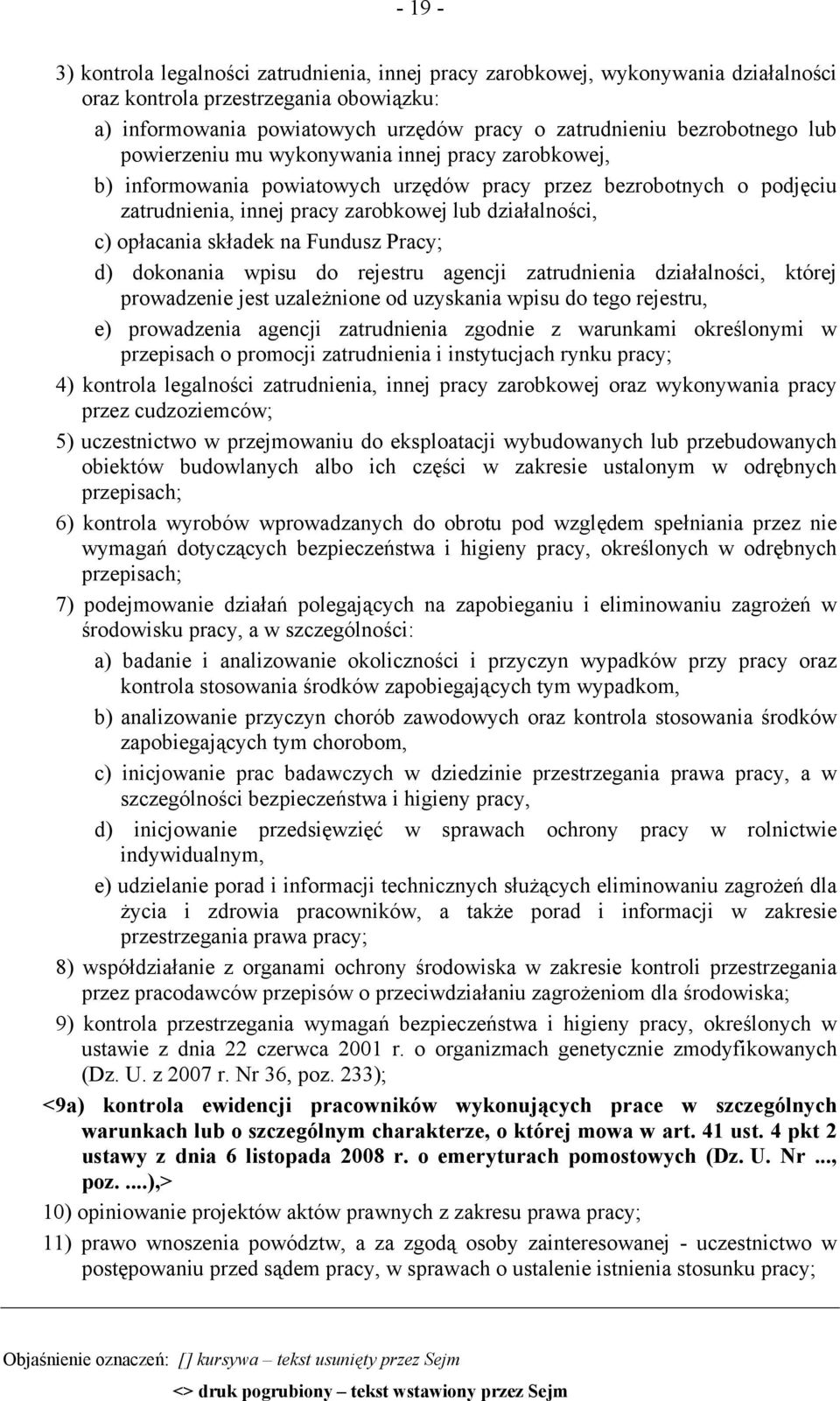 opłacania składek na Fundusz Pracy; d) dokonania wpisu do rejestru agencji zatrudnienia działalności, której prowadzenie jest uzależnione od uzyskania wpisu do tego rejestru, e) prowadzenia agencji