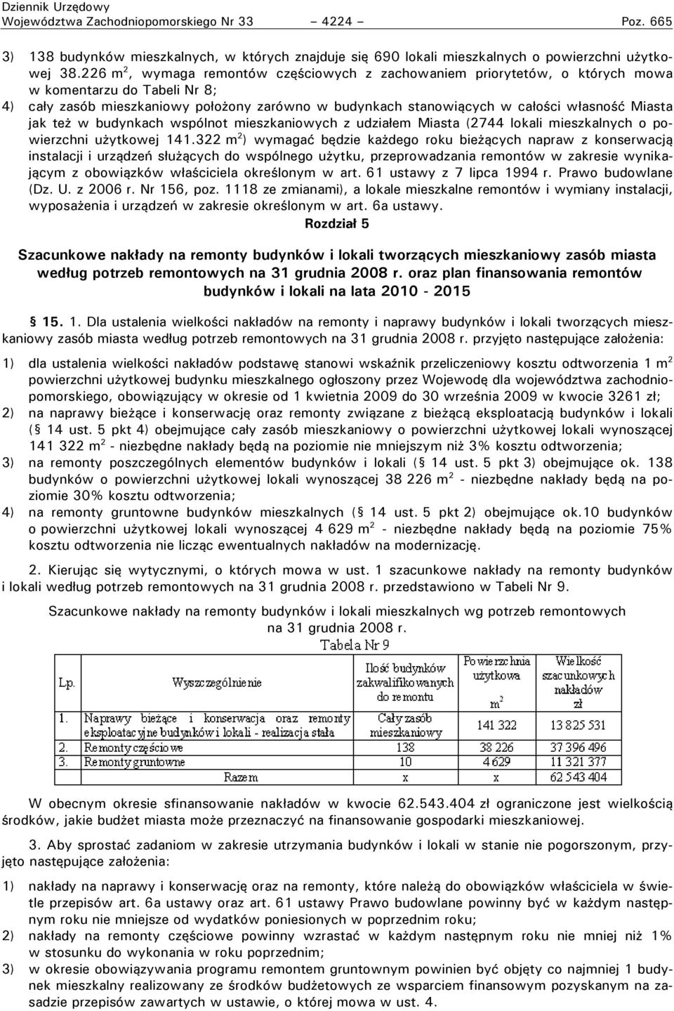 Miasta jak też w budynkach wspólnot mieszkaniowych z udziałem Miasta (2744 lokali mieszkalnych o powierzchni użytkowej 141.