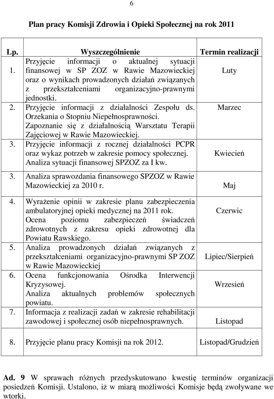 Marzec Orzekania o Stopniu Niepełnosprawności. Zapoznanie się z działalnością Warsztatu Terapii Zajęciowej w Rawie Mazowieckiej. 3.