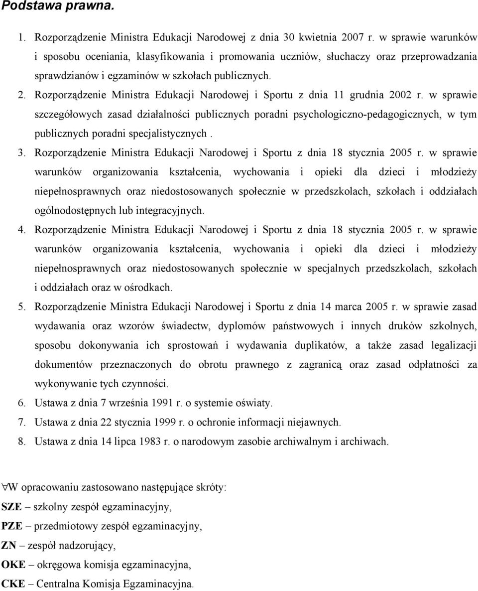 Rozporządzenie Ministra Edukacji Narodowej i Sportu z dnia 11 grudnia 2002 r.