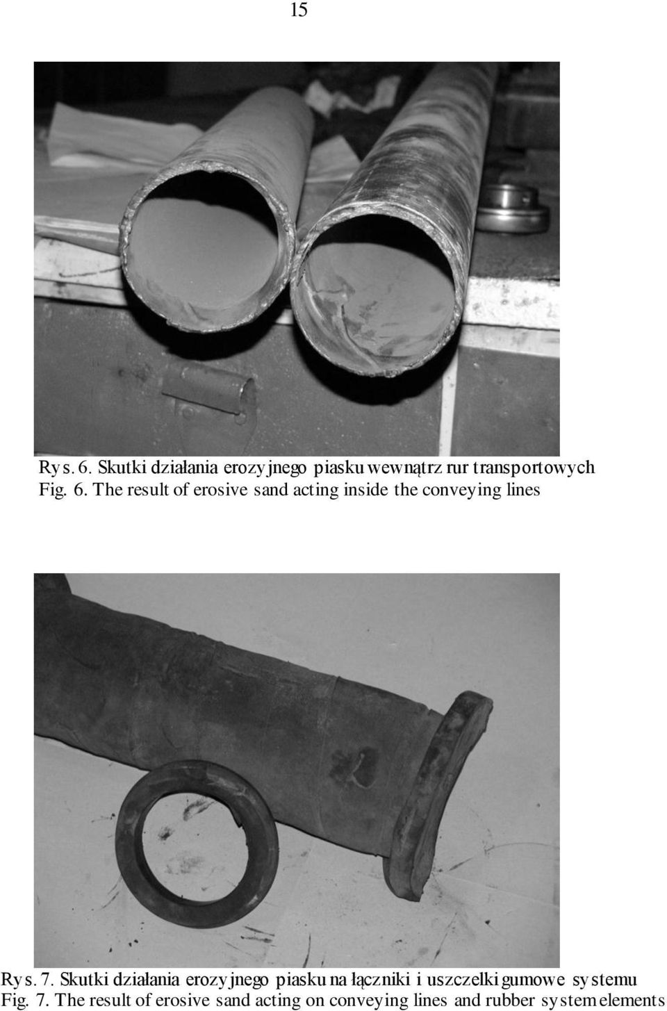 Skutki działania erozyjnego piasku na łączniki i uszczelki gumowe systemu Fig.