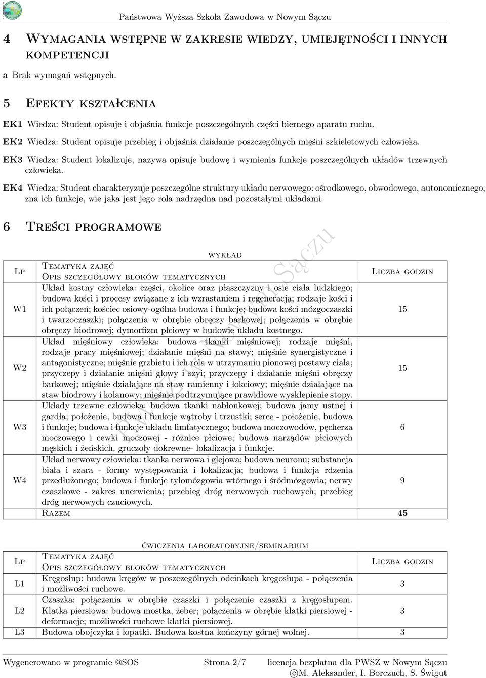 EK2 Wiedza: Student opisuje przebieg i objaśnia dzia lanie poszczególnych mięśni szkieletowych cz lowieka.