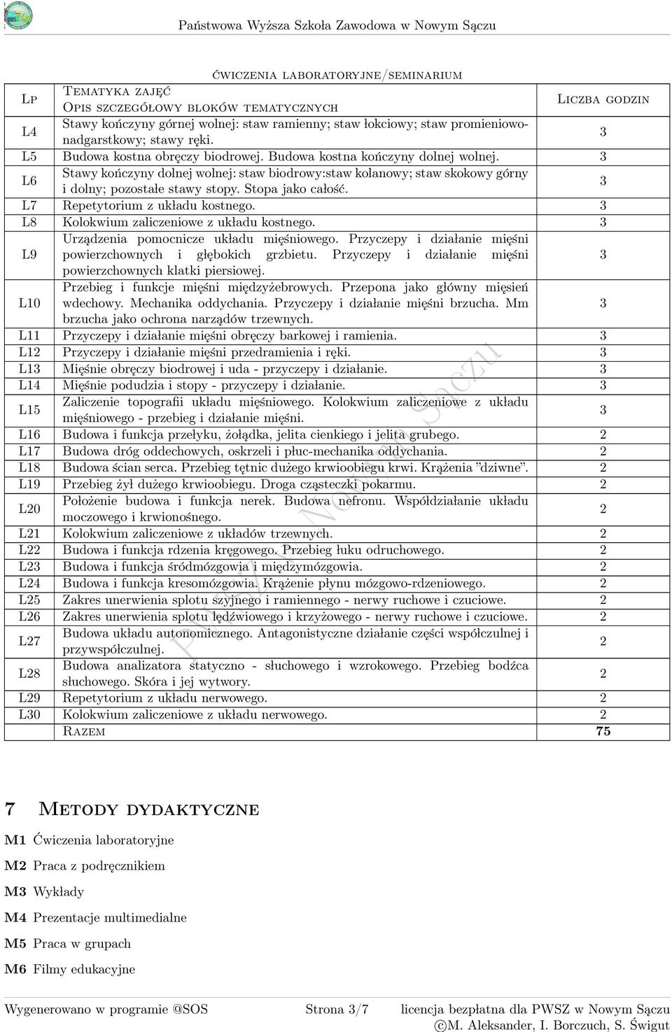 L6 Stawy kończyny dolnej wolnej: staw biodrowy:staw kolanowy; staw skokowy górny i dolny; pozosta le stawy stopy. Stopa jako ca lość. L7 Repetytorium z uk ladu kostnego.