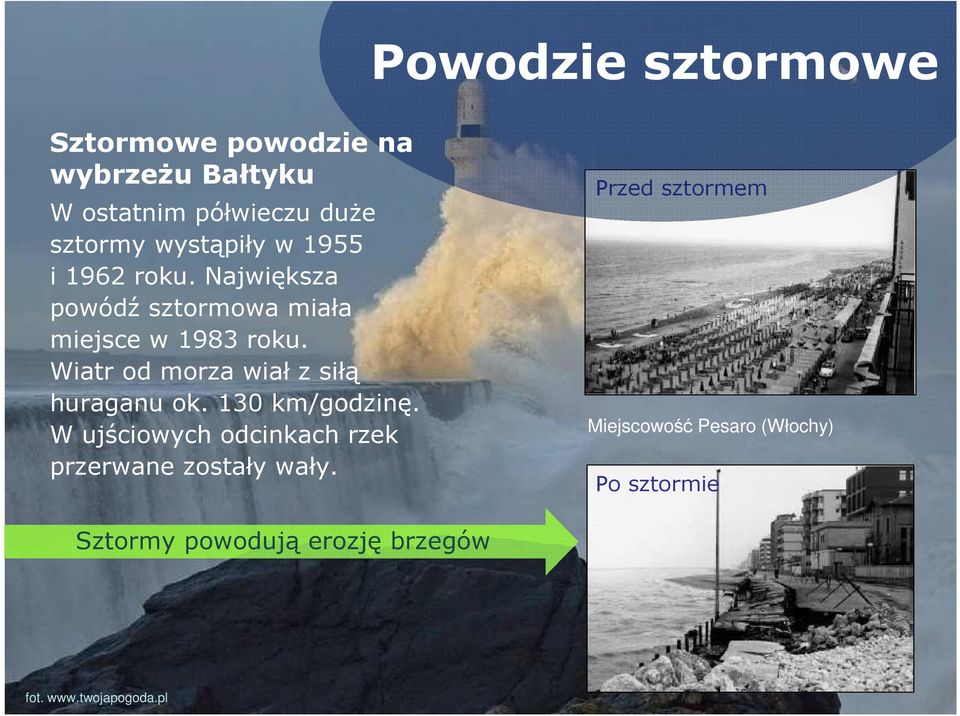 Wiatr od morza wiał z siłą huraganu ok. 130 km/godzinę.