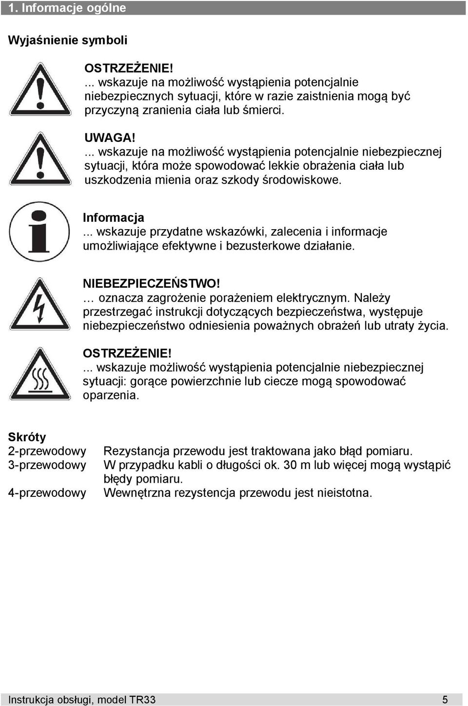 .. wskazuje przydatne wskazówki, zalecenia i informacje umożliwiające efektywne i bezusterkowe działanie. NIEBEZPIECZEŃSTWO! oznacza zagrożenie porażeniem elektrycznym.