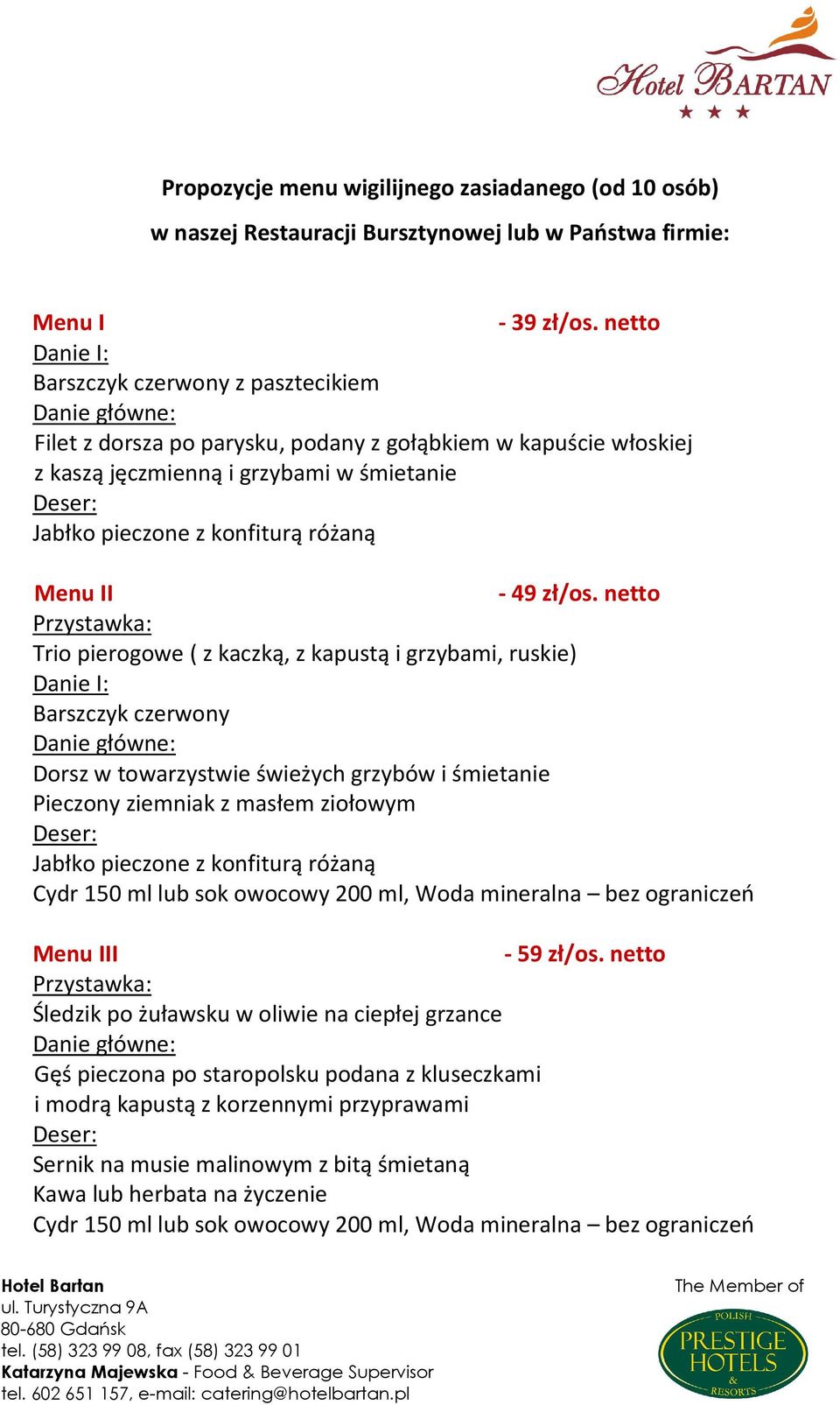 Menu II - 49 zł/os.