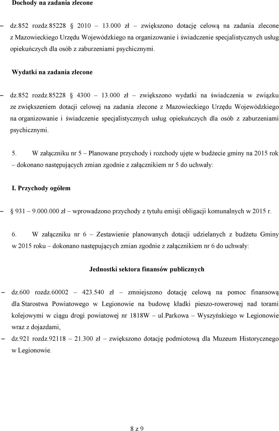 Wydatki na zadania zlecone dz.852 rozdz.85228 4300 13.